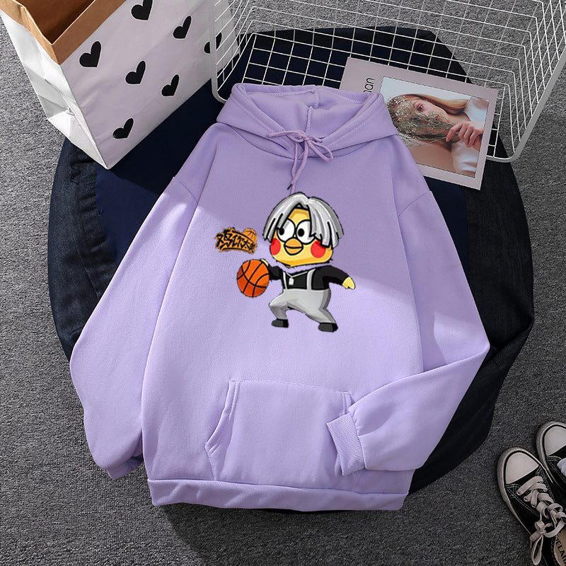 Unisex hooded sweatshirt with comic chick basketball print, kangaroo pocket and soft fleece Mune Fashion