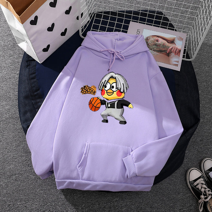 Unisex hooded sweatshirt with comic chick basketball print, kangaroo pocket and soft fleece Mune Fashion