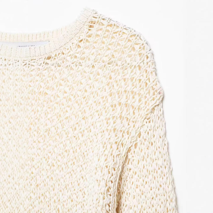 Women's crochet sweater with flounce sleeves and openwork structure Mune Fashion