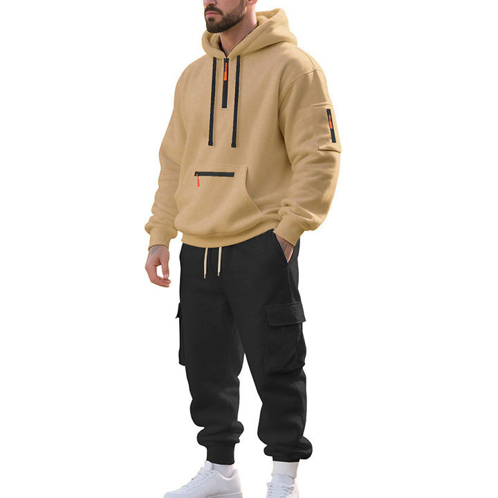 Men's Two-Piece Performance Tracksuit with Hooded Hoodie, Water-Repellent Zippers and Cargo Jogger Mune Fashion