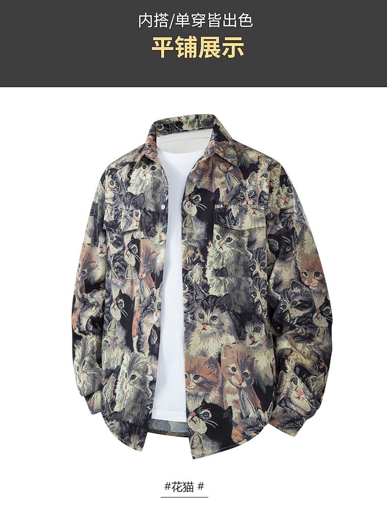 Men's Casual Short Sleeve Shirt with Colorful Pattern Mune Fashion