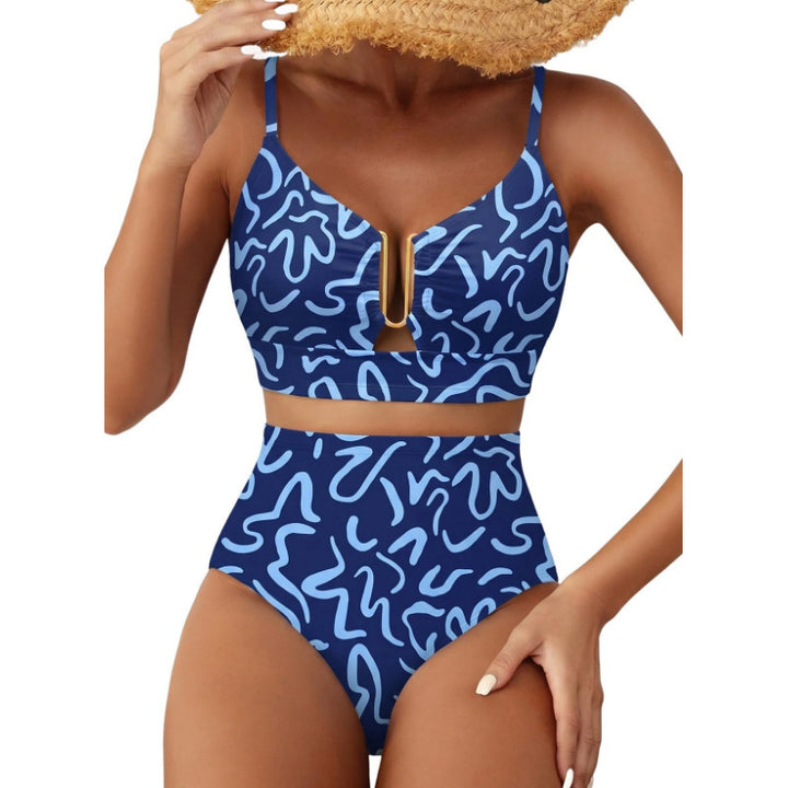 Women High-Cut Bikini with Floral Pattern and Leopard Print Mune Fashion