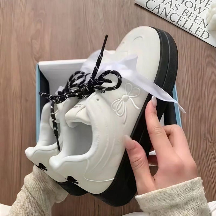 Women's Comfortable Sneakers with Playful Bow Design Mune Fashion