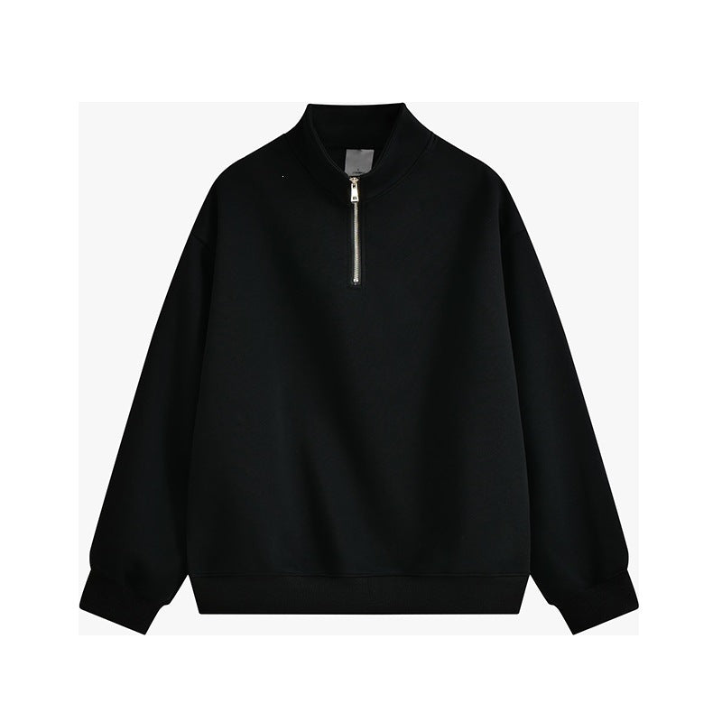 Unisex oversized half-zip sweatshirt with stand-up collar, ribbed cuffs, and soft fleece lining Mune Fashion