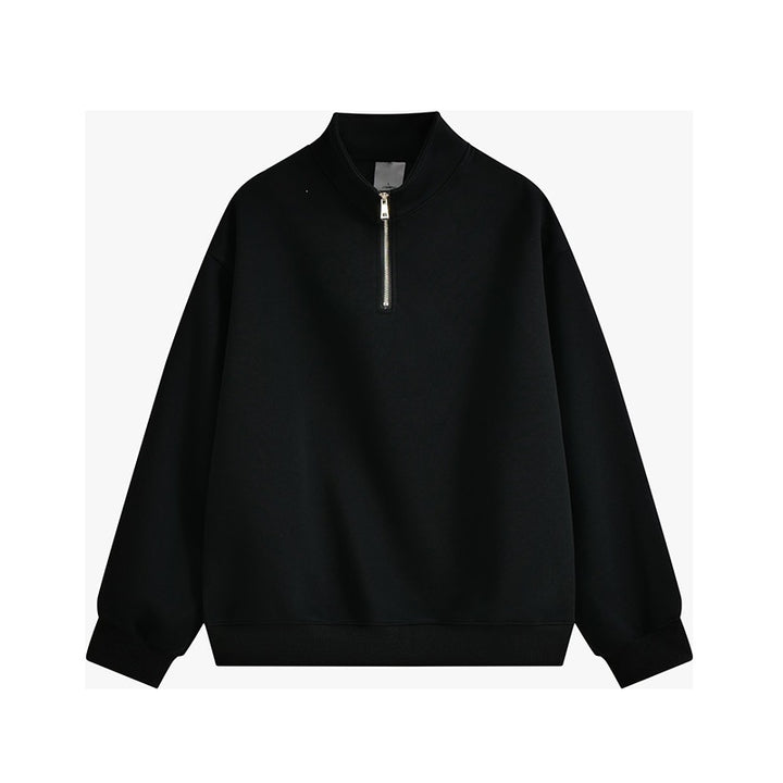 Unisex oversized half-zip sweatshirt with stand-up collar, ribbed cuffs, and soft fleece lining Mune Fashion