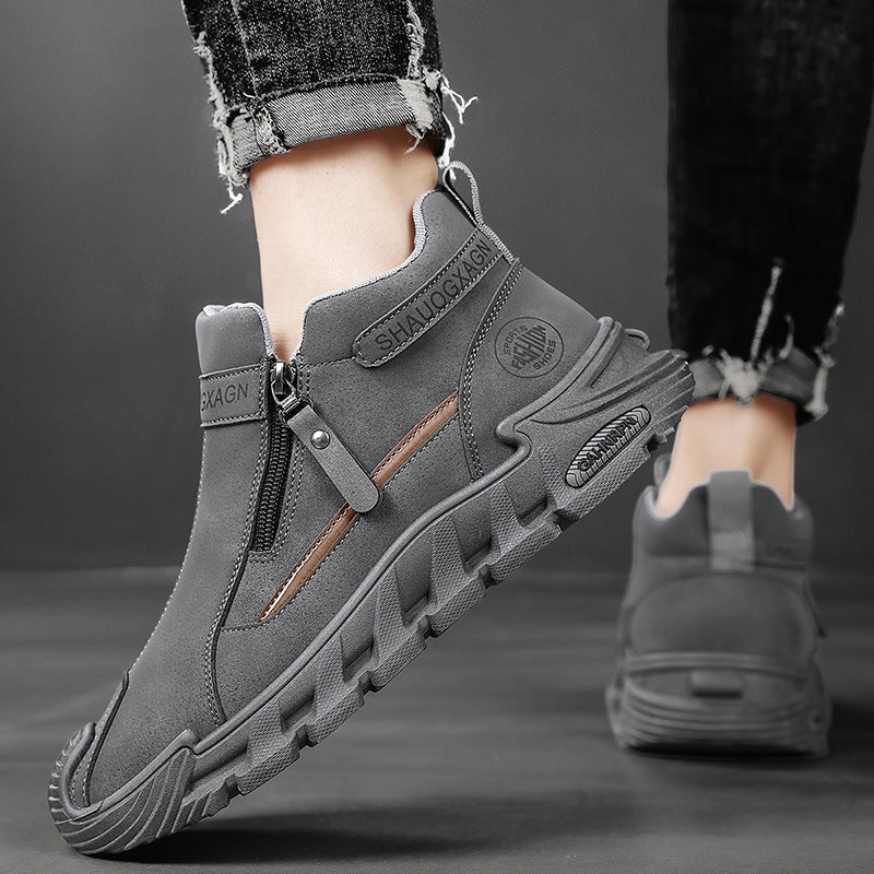 Women's Fashion High-Top Sneakers with Side Zipper and Cushioning Sole Mune Fashion