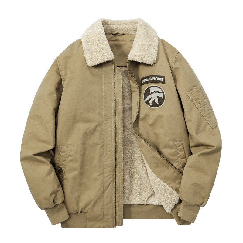Men's Sherpa-lined bomber pilot jacket with teddy collar and utility details Mune Fashion