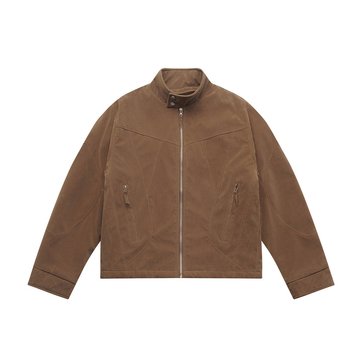 Men's short jacket made of velour suede with high collar and ergonomic seam design Mune Fashion