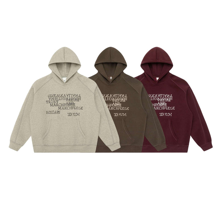 Unisex Oversize Hoodie with raglan sleeves, kangaroo pocket and offset typo print Mune Fashion