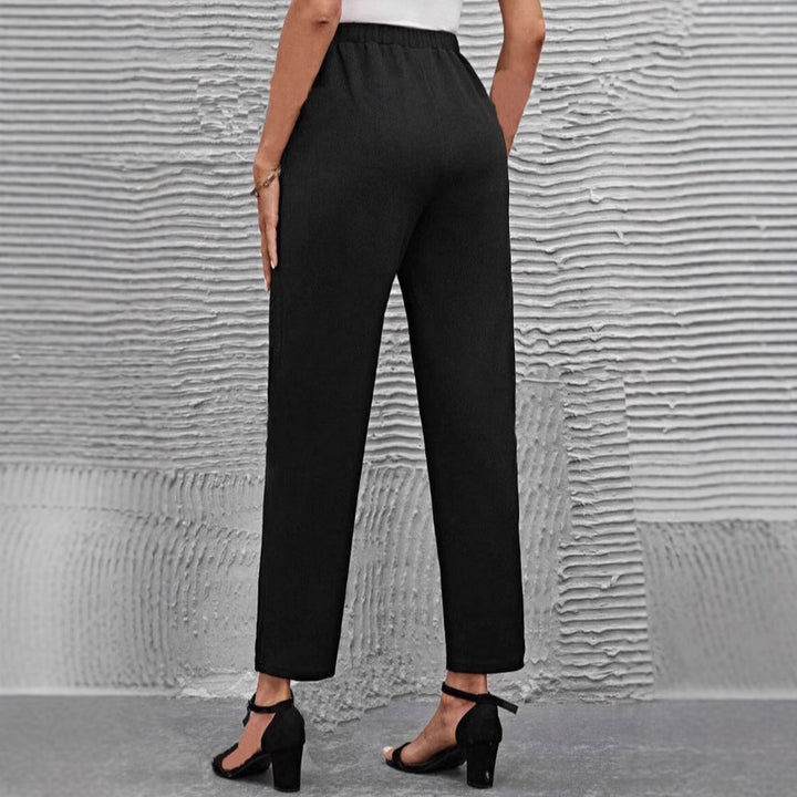 Women's high-waisted tapered business pants with elastic waistband and side pockets Mune Fashion