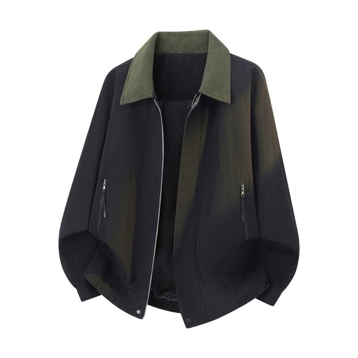 Men's Lightweight Transition Jacket in Bomber Style with Cord Collar and Zipper Pockets Mune Fashion