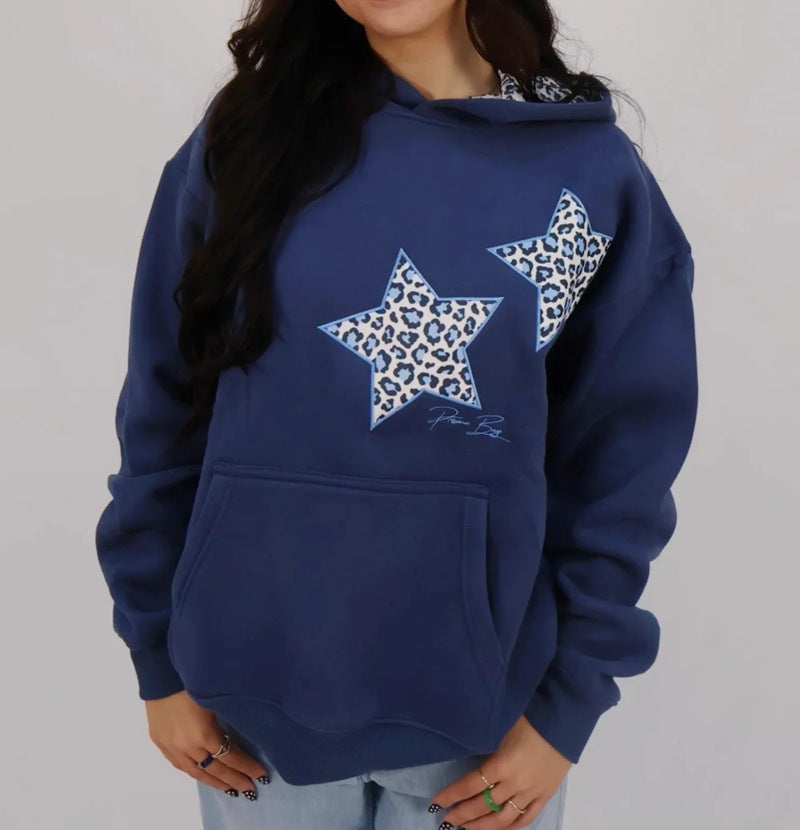 Women nan Oversize hoodie with star appliqués and lined hood Mune Fashion