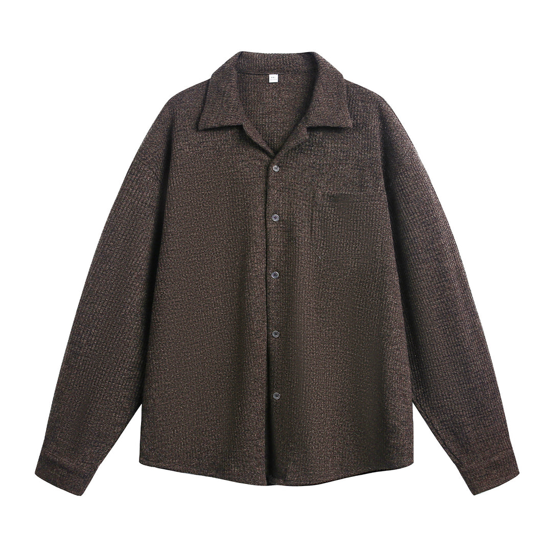 Unisex Comfortable Overshirt made of textured knit with shirt collar and chest pocket Mune Fashion