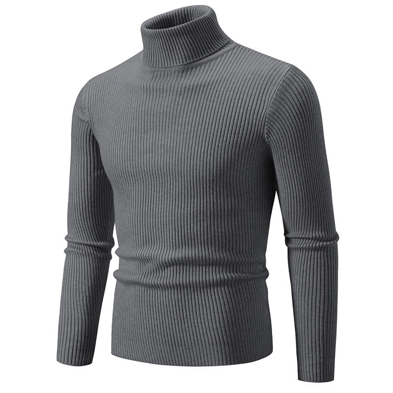 Men's narrow ribbed knit turtleneck sweater made of cotton mix with stretch Mune Fashion