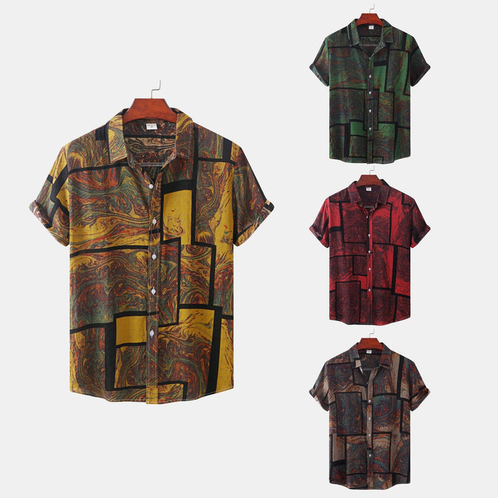 Men's short sleeve shirt with modern marble design and airy cut Mune Fashion