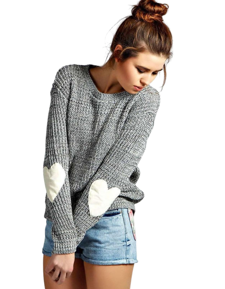 Ladies' Fashionable Knit Sweater with Heart Details