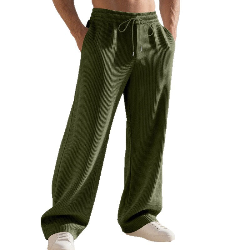 Men's casual leisure pants made of soft waffle material with drawstring Mune Fashion