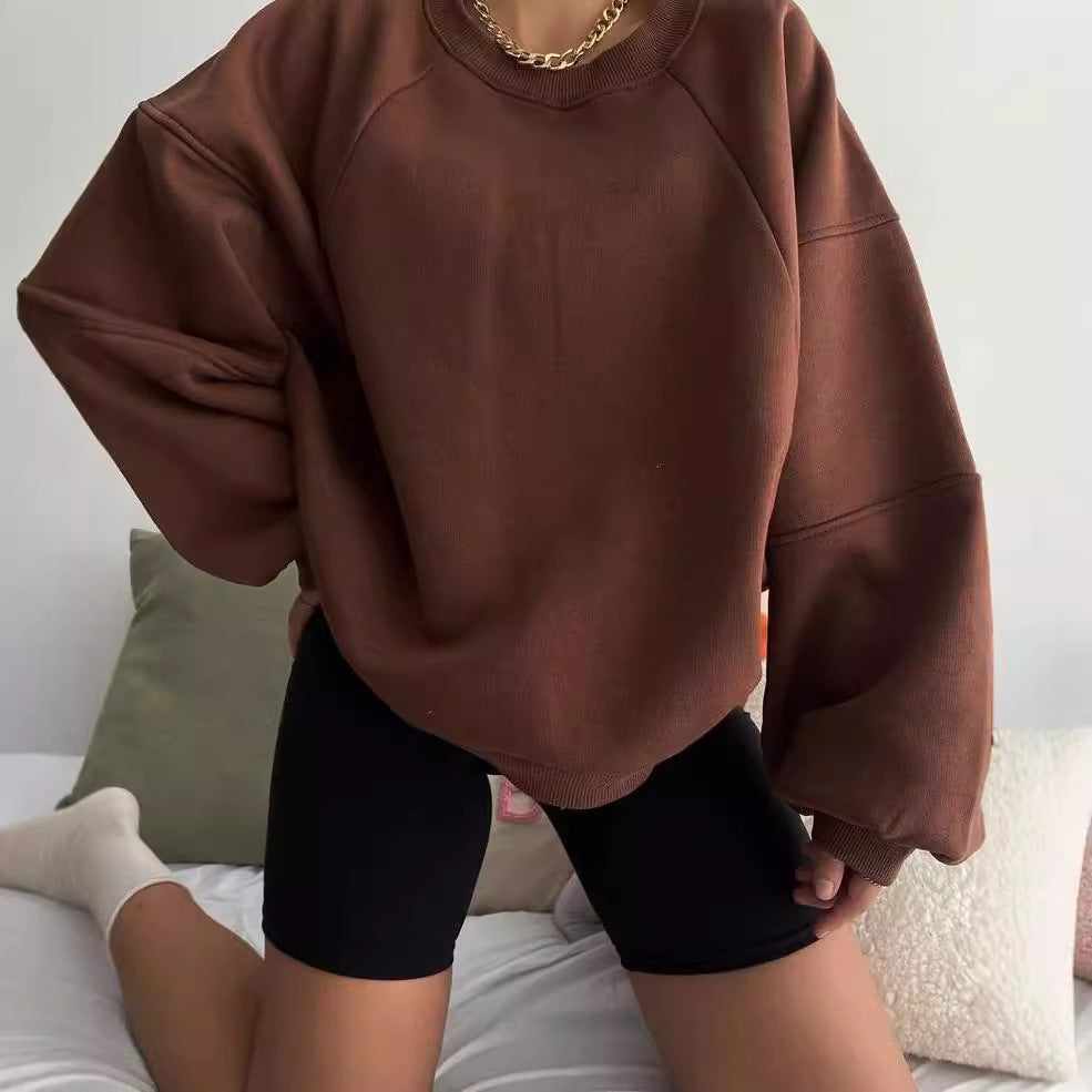 Women's Comfort Loungewear Set Oversized Sweatshirt with High-Waist Biker Shorts Mune Fashion