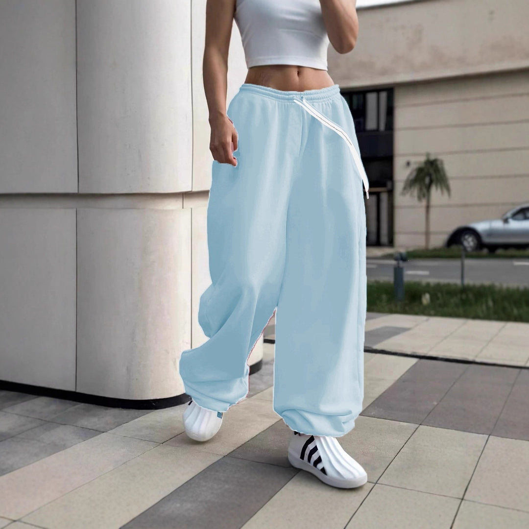 Women's wide Baggy joggers with a high comfort waistband, drawstring and elastic ankle cuffs Mune Fashion