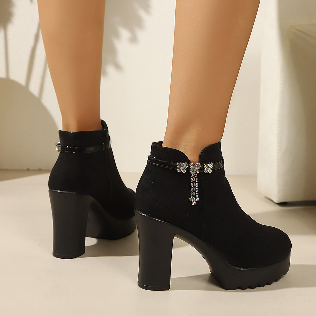 Ladies Elegant and Glamorous Ankle Boots with Glitter Detail Mune Fashion