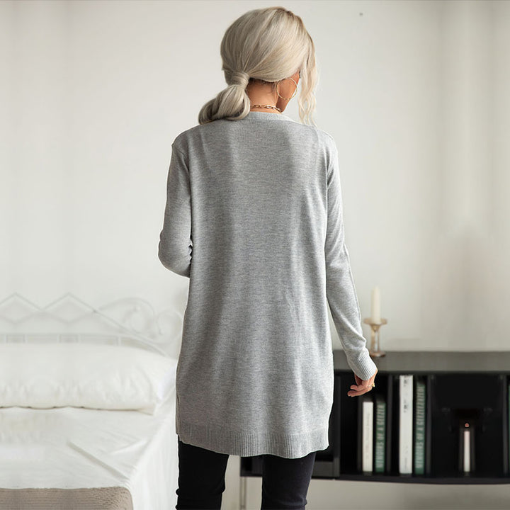 Women's Long Fine Knit Cardigan with Ribbed Structure and Side Pockets Mune Fashion