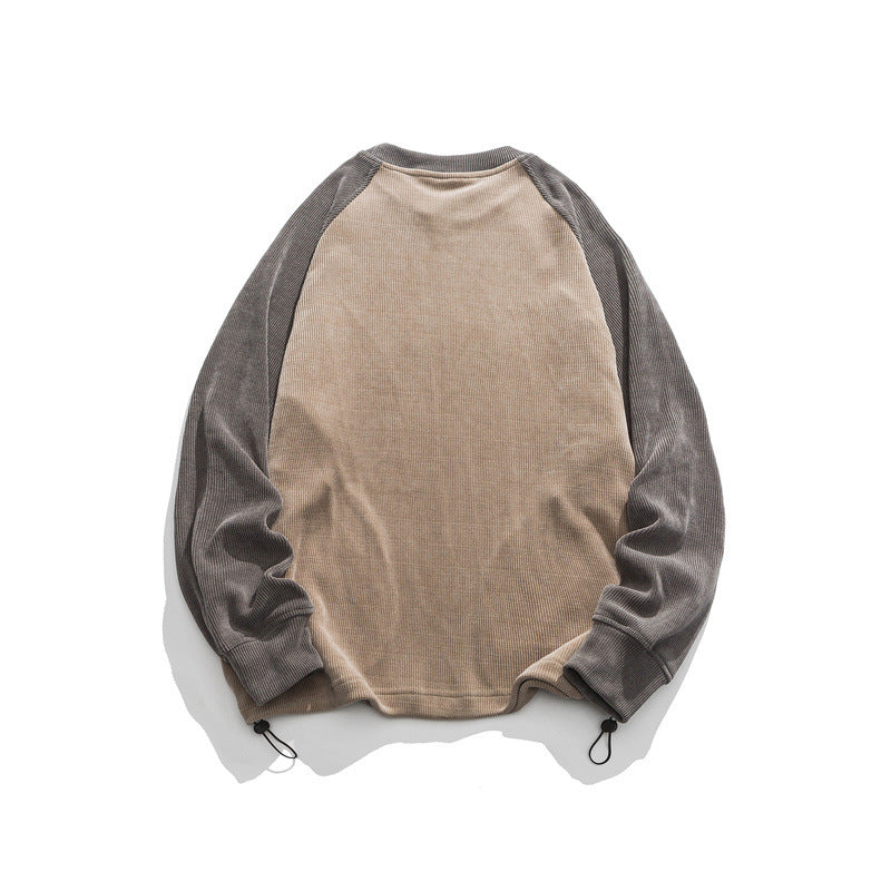 Unisex Oversize Cord Sweatshirt with Raglan Sleeves, Kangaroo Pockets and Drawstring Hem Mune Fashion