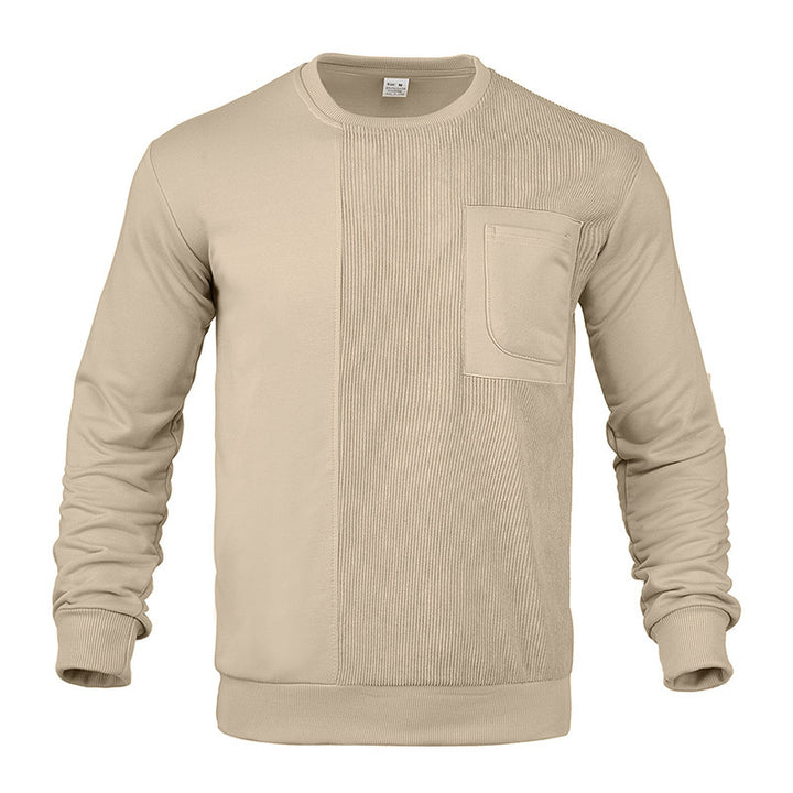 Men's structured round neck sweatshirt with chest pocket and asymmetrical rib panel Mune Fashion
