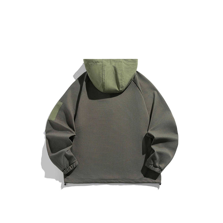Unisex Oversize Hoodie Anorak Pullover with half button placket, utility arm pocket, and thermal structure Mune Fashion
