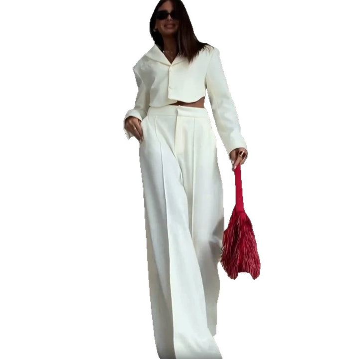 Women Elegant Cropped Blazer and Palazzo Pants Set Mune Fashion