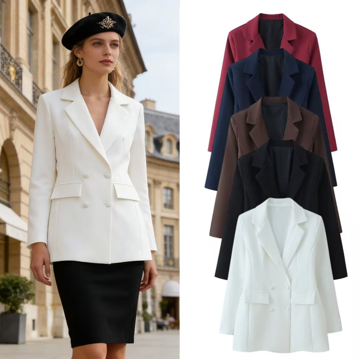 Women's tailored double-breasted blazer with patch pockets and Viennese seams Mune Fashion