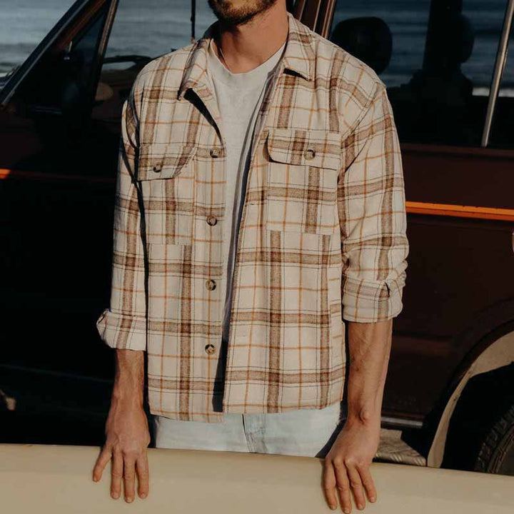 Men's overshirt made of gMune fashion-processed flannel with a check pattern and flap pockets Mune Fashion