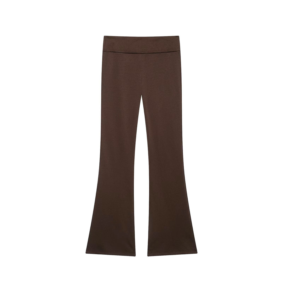 Women High-Waisted Stretch Flared Pants with Wide Flare and Elastic Waistband Mune Fashion