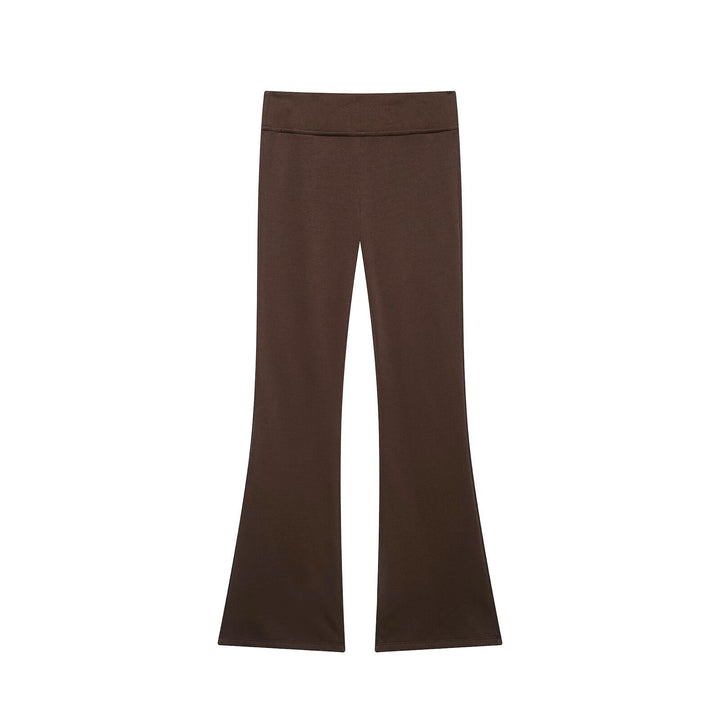 Women High-Waisted Stretch Flared Pants with Wide Flare and Elastic Waistband Mune Fashion
