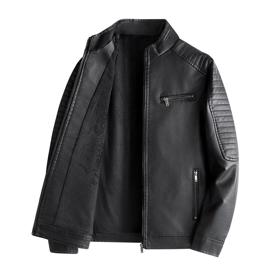 Men's Fashion Leather Jacket with Quilted Seams Mune Fashion