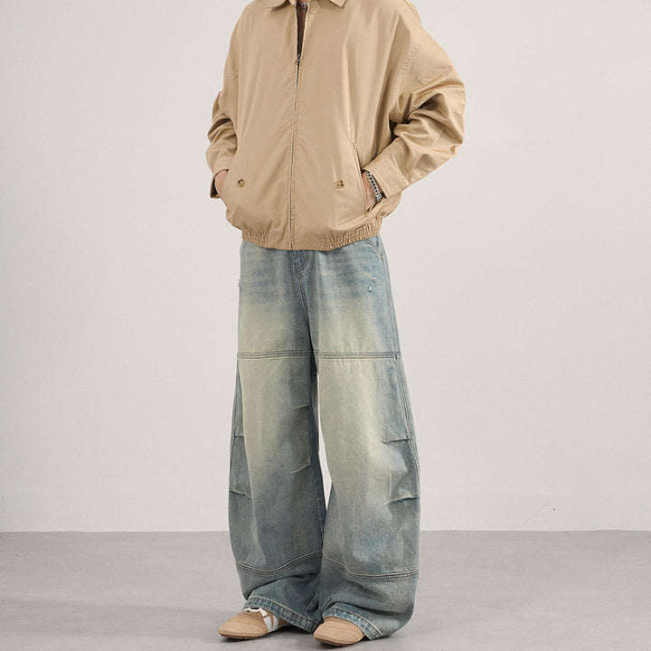 Men's Super Wide Denim Palazzo Pants with Segmented Seams and Voluminous Silhouette Mune Fashion