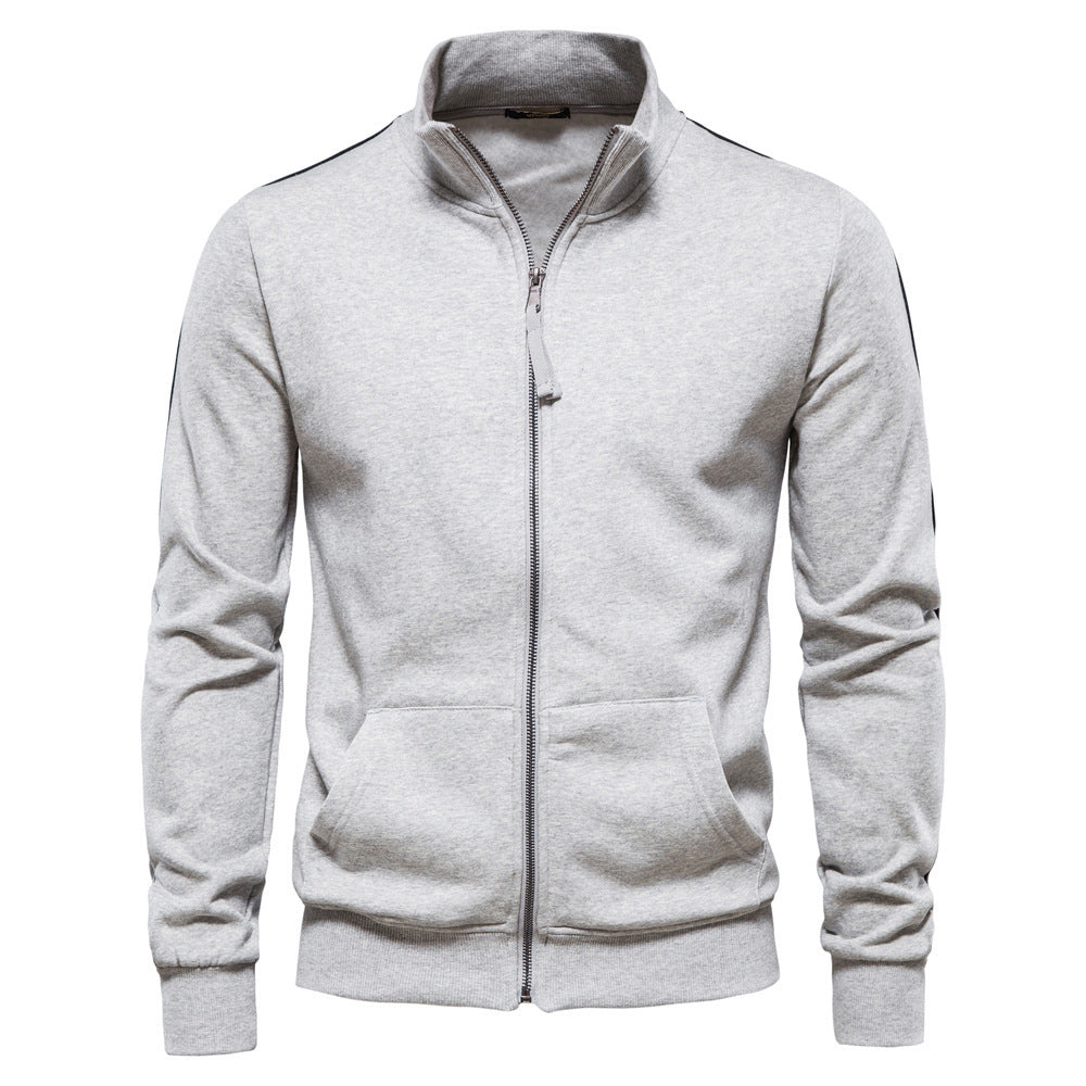 Men's sporty cotton sweatshirt jacket with stand-up collar and kangaroo pockets Mune Fashion
