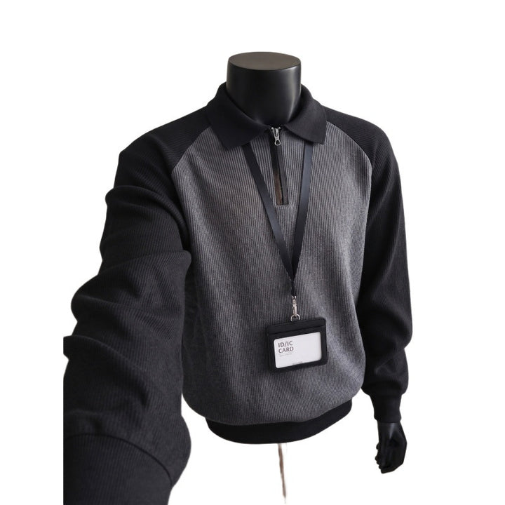 Men's Stylish Pullover with Stand-Up Collar and Zipper Mune Fashion