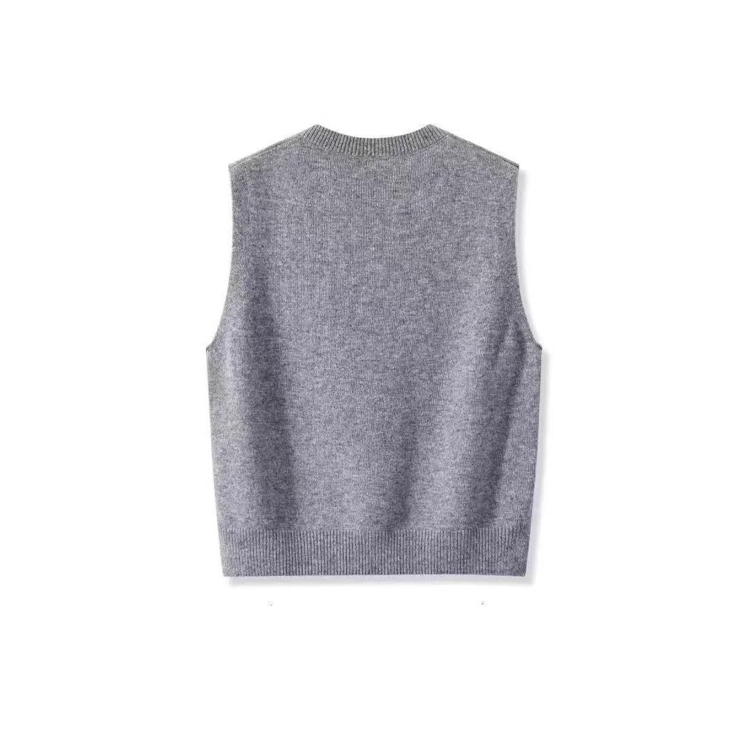 Women’s Sleeveless Fine Knit Vest with V-Neck and Side Button Placket Mune Fashion