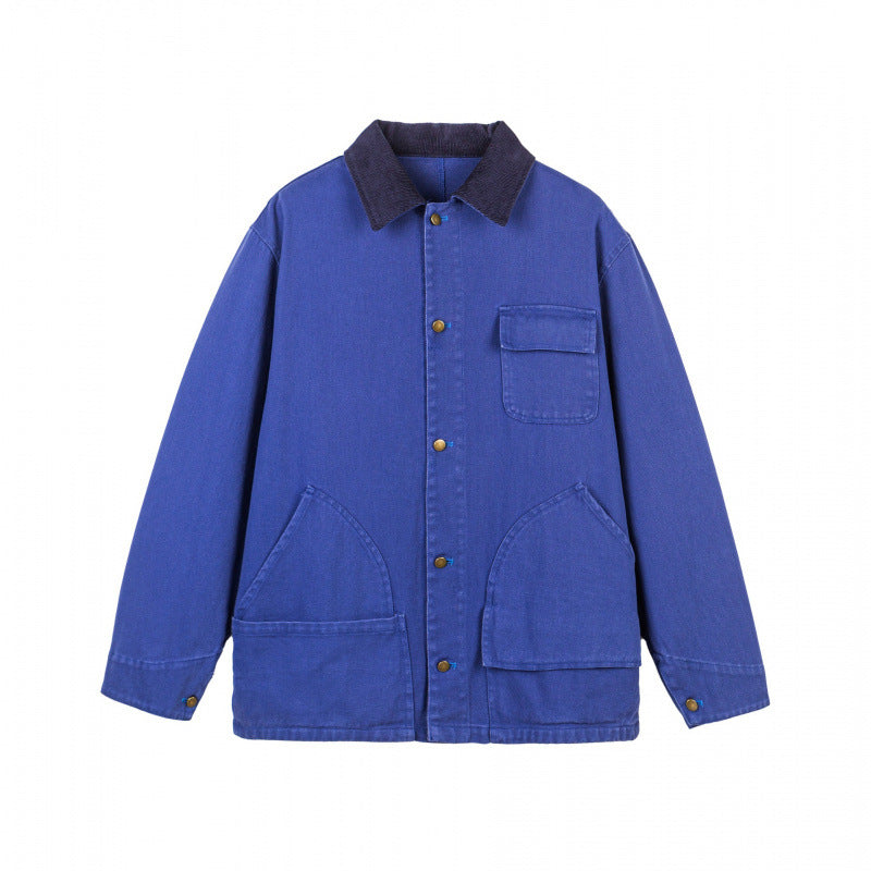 Men's Robust Chore Jacket in Workwear Style with Cord Collar and Large Applied Pockets Mune Fashion