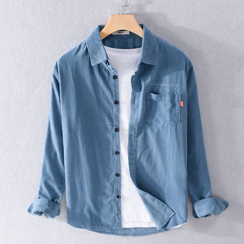 Men's Loose Cotton-Linen Layering Shirt with Chest Pocket and Soft-Touch Texture Mune Fashion