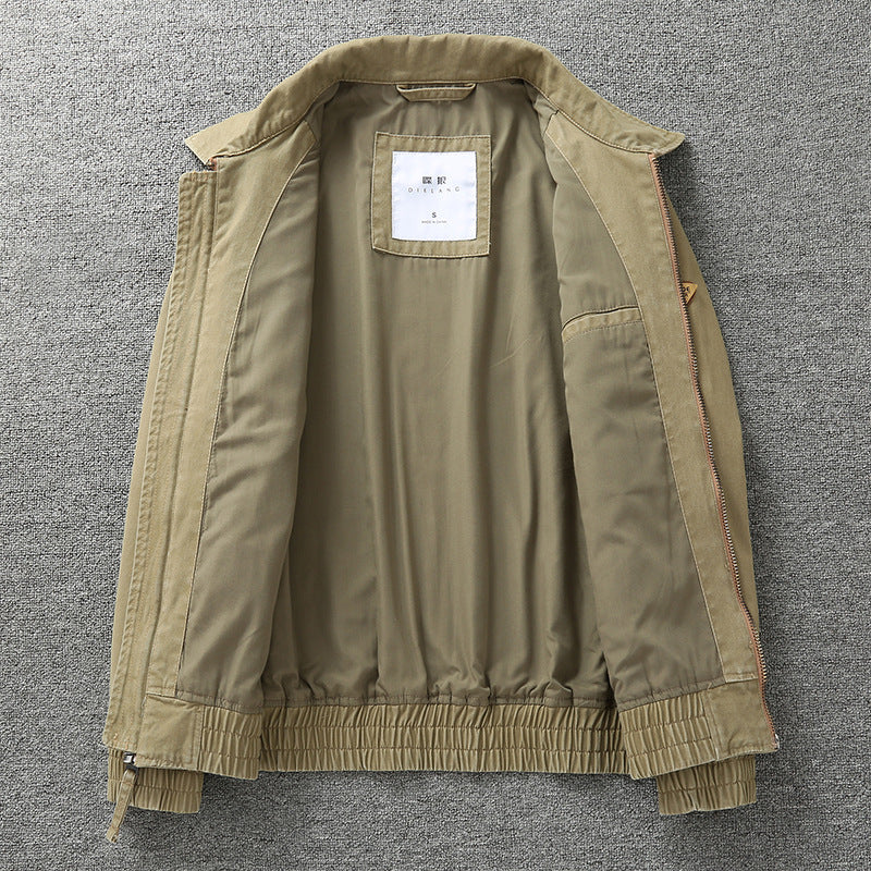 Men's casual canvas field jacket with zipper and elastic hem Mune Fashion