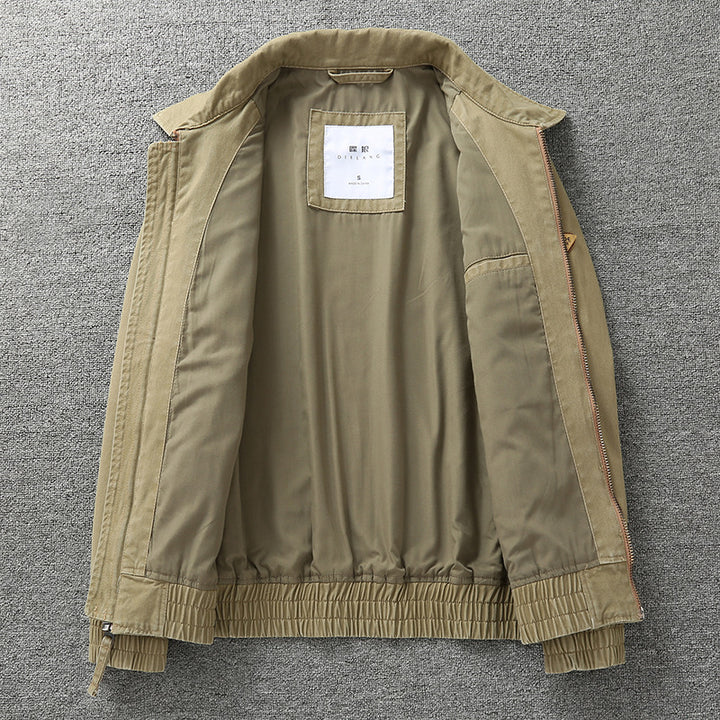Men's casual canvas field jacket with zipper and elastic hem Mune Fashion