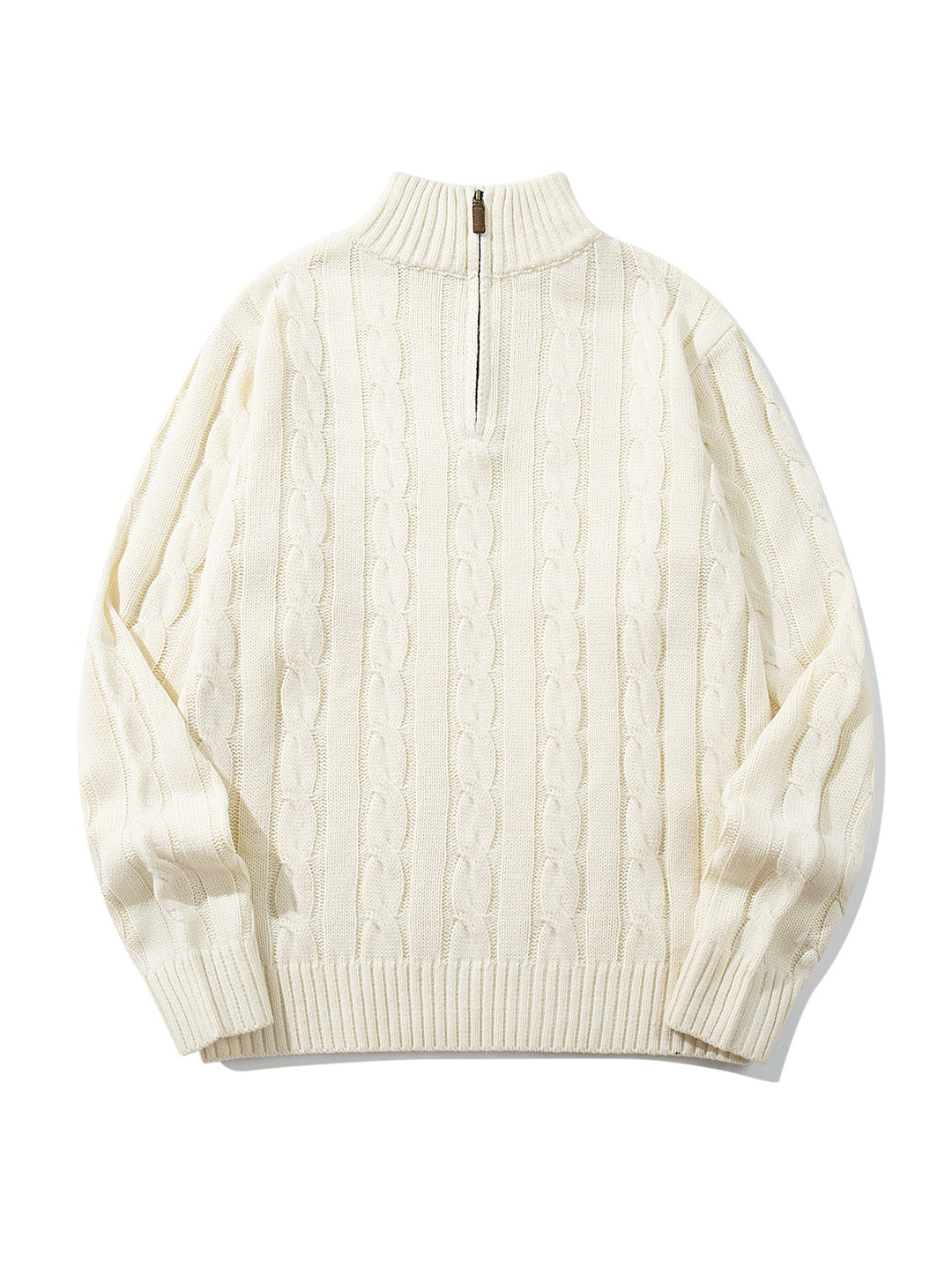 Unisex cable knit half-zip sweater with high ribbed collar and oversized fit Mune Fashion