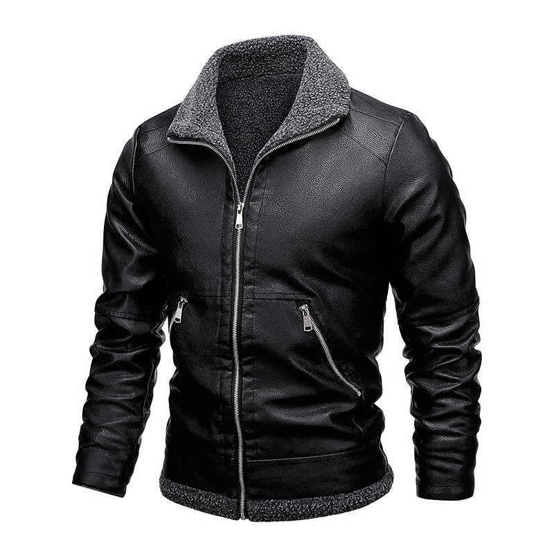 Men's aviator faux leather jacket with full Sherpa lining and zipper Mune Fashion