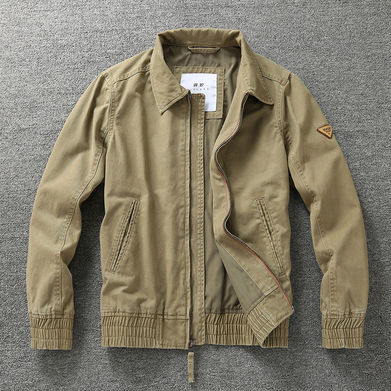 Men's casual canvas field jacket with zipper and elastic hem Mune Fashion