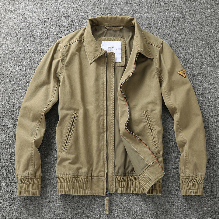 Men's casual canvas field jacket with zipper and elastic hem Mune Fashion
