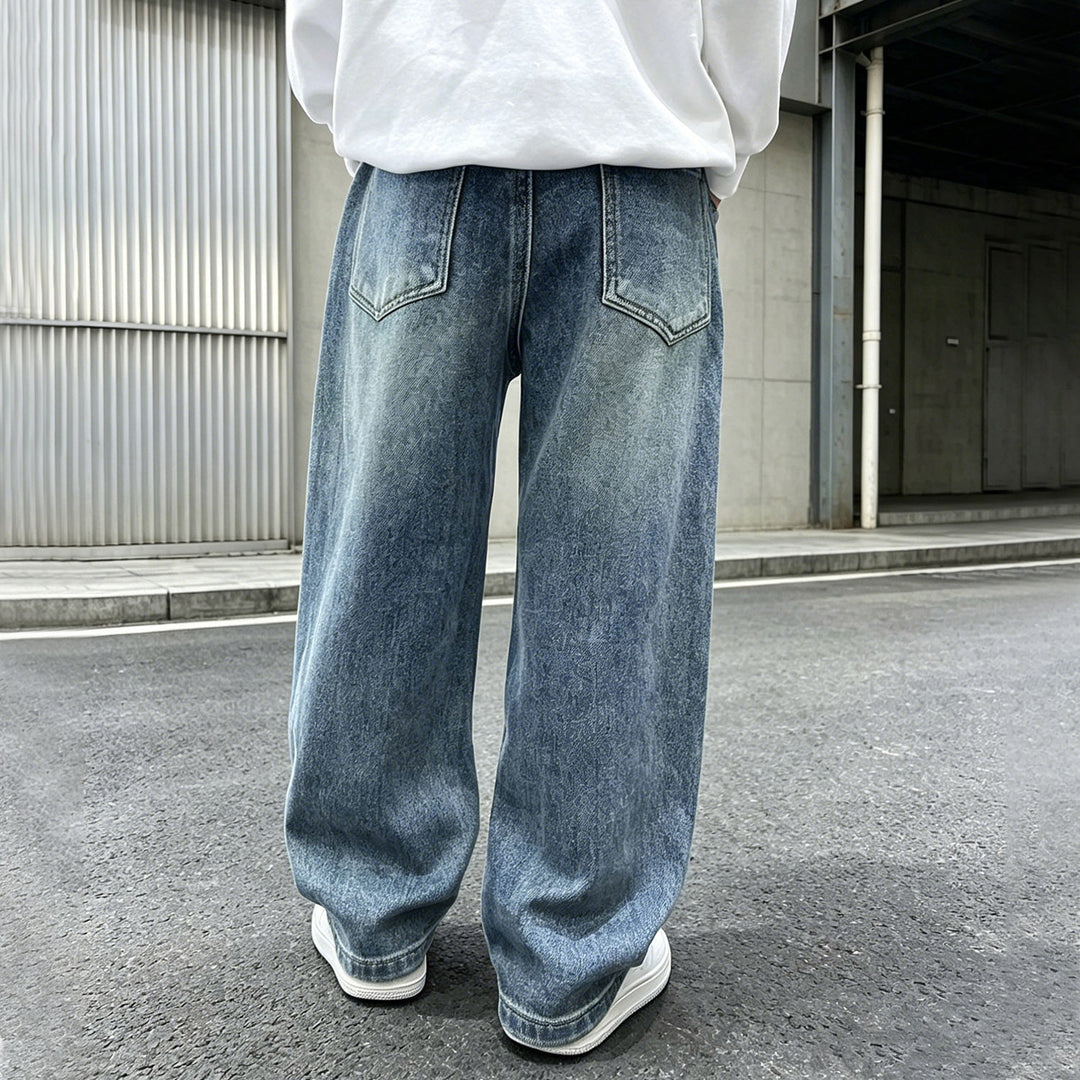 Women wide jeans pants with elastic waistband and trendy cut Mune Fashion