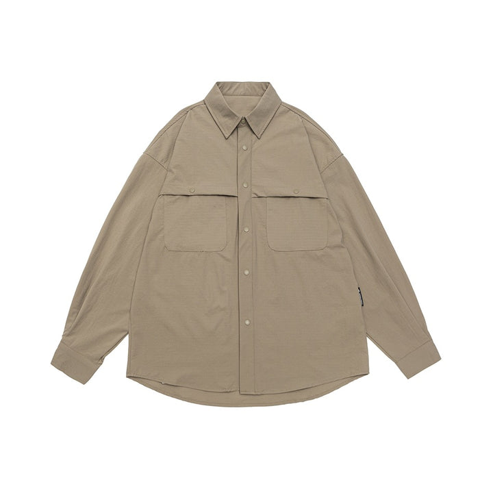 Unisex Oversized Shirt Jacket in Utility Style with Snap Button Placket Mune Fashion