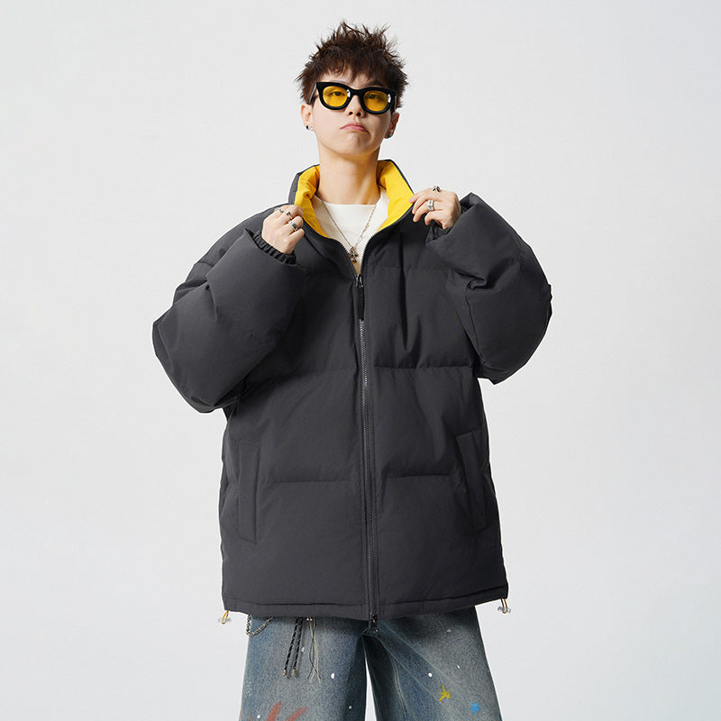 Men's Short Cut Oversized Quilted Jacket with High Collar Mune Fashion
