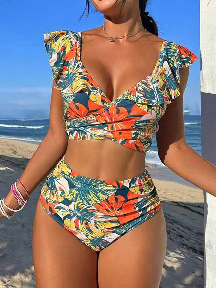 Ladies high-waisted bathing bikini with playful ruffle details Mune Fashion